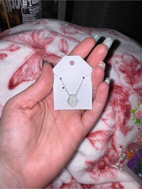 Iridescent Opal-Effect Pendant Necklace